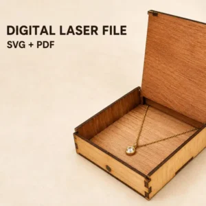 Flip-Top Jewelry Box SVG | Laser Cut Necklace — Brooch Gift Box | Digital Template for Glowforge, xTool & Trotec