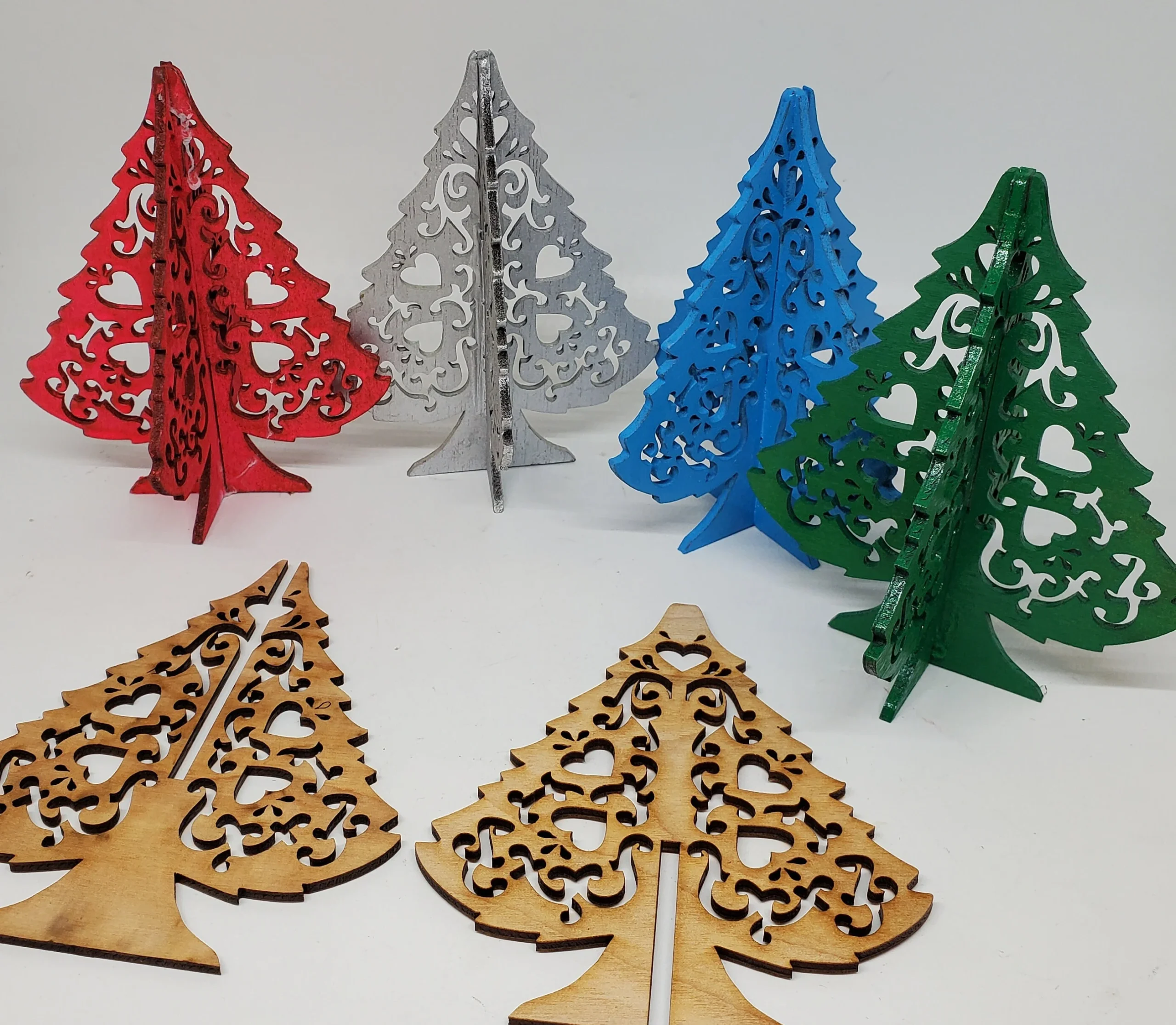 Unpainted Wood Christmas Tree Kit: DIY Tabletop Display (Unassembled)