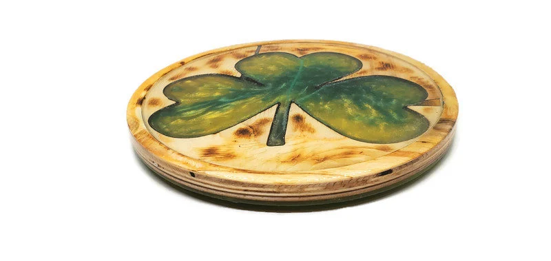 Handcrafted Birchwood Shamrock Tray