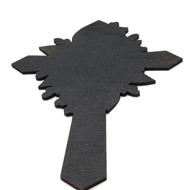 Hand-Painted Red Floral Wooden Cross