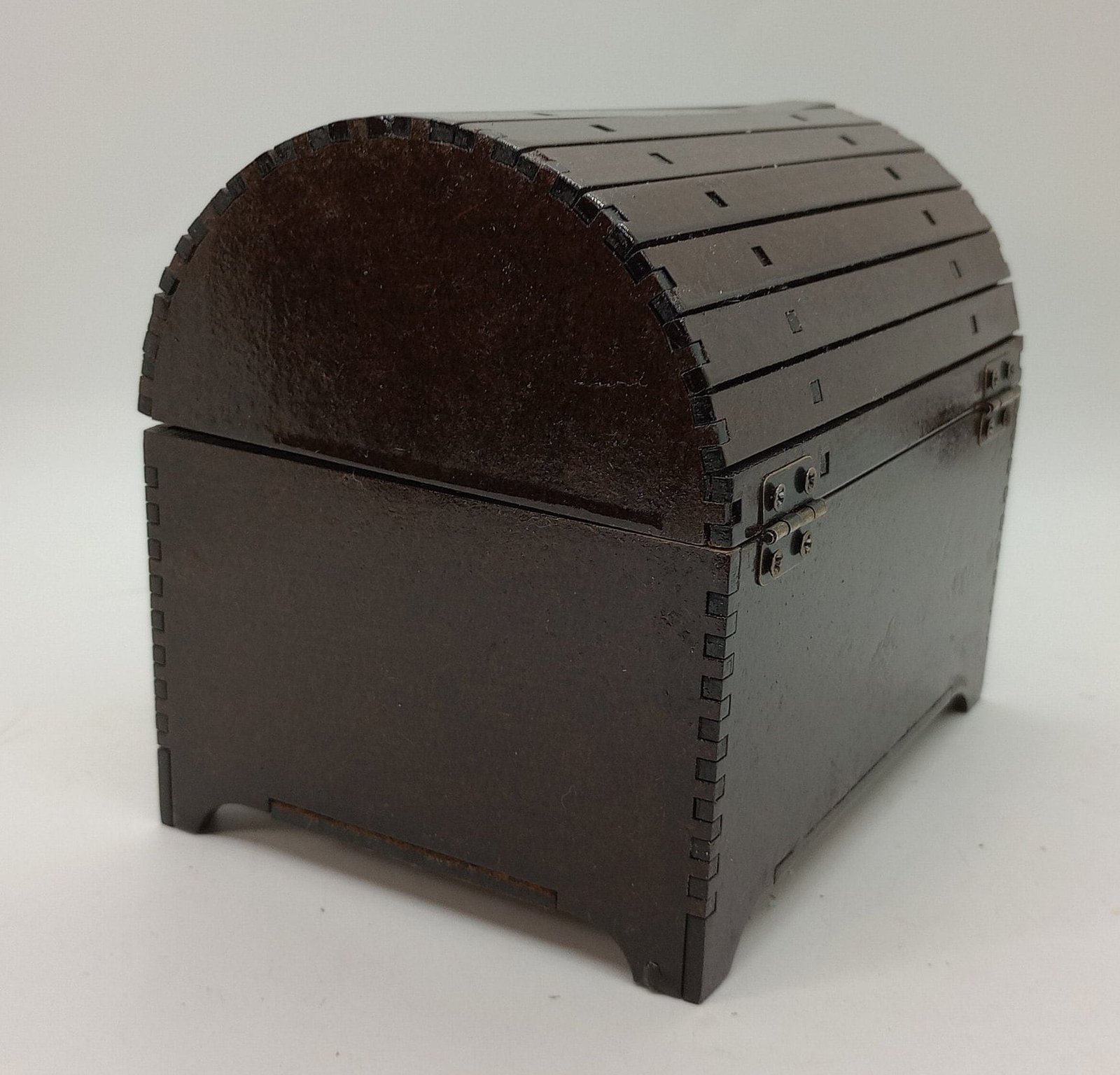 Rustic Wood Treasure Chest with Brass Hardware Compact Storage Box for 3x5 Cards, Jewelry, or Pirate Party Favor Vintage Gift Idea