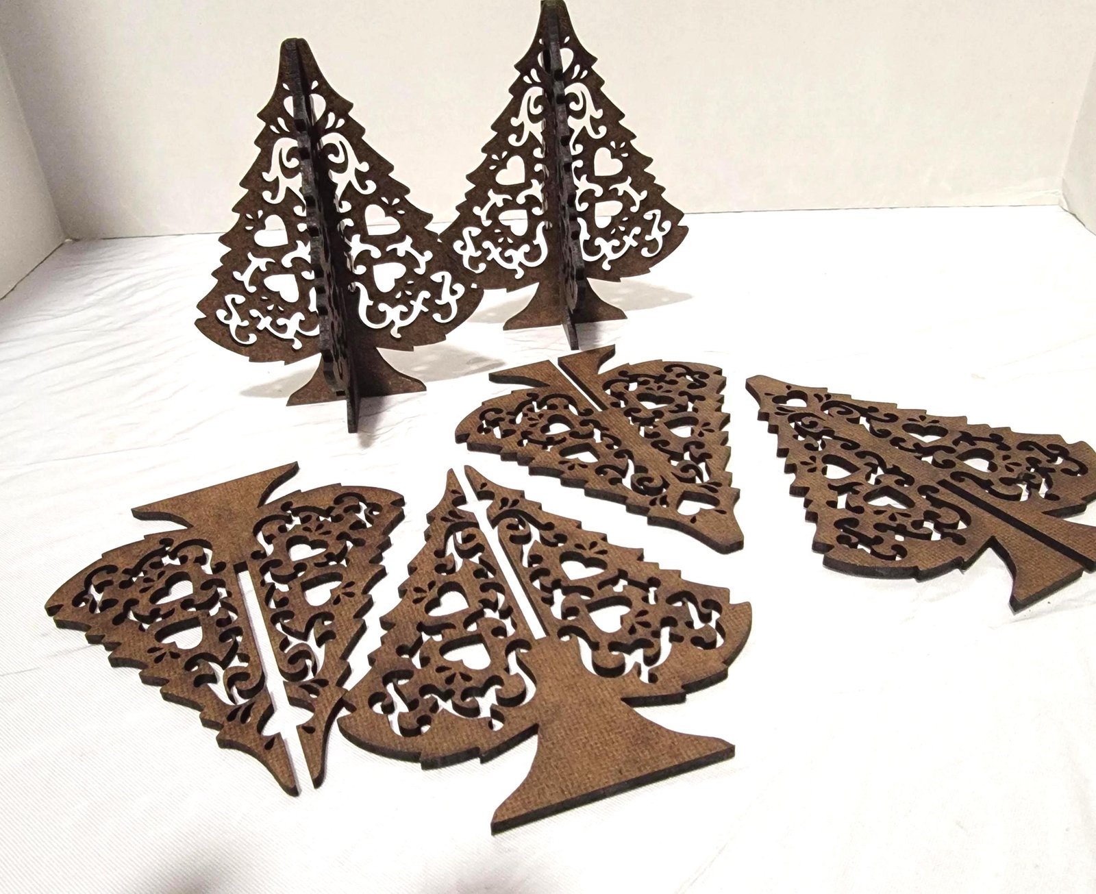 Unpainted Wood Christmas Tree Kit: DIY Tabletop Display (Unassembled)