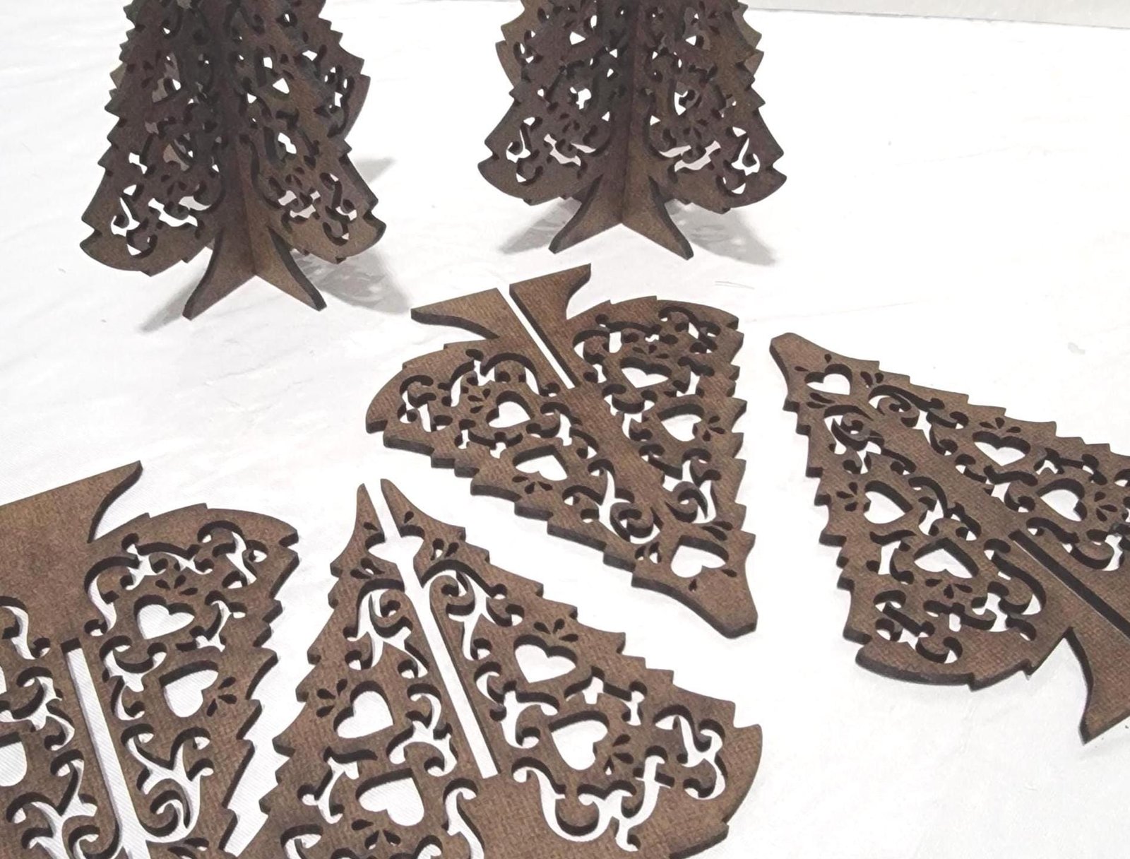 Unpainted Wood Christmas Tree Kit: DIY Tabletop Display (Unassembled)
