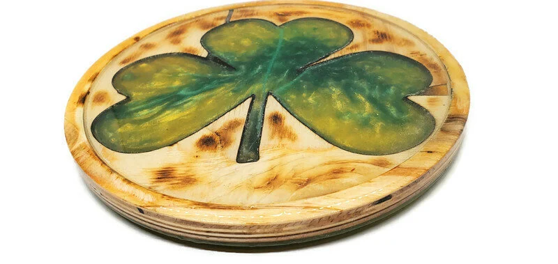 Handcrafted Birchwood Shamrock Tray