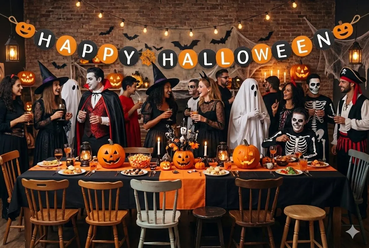 DIY Happy Halloween Garland Banner, Unfinished Wooden Laser-Cut Pennants, Paintable Halloween Craft Kit and Party Decora