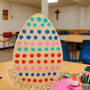 Easter Tabletop Craft Display, Wooden Egg and Bunny Ornament Stand