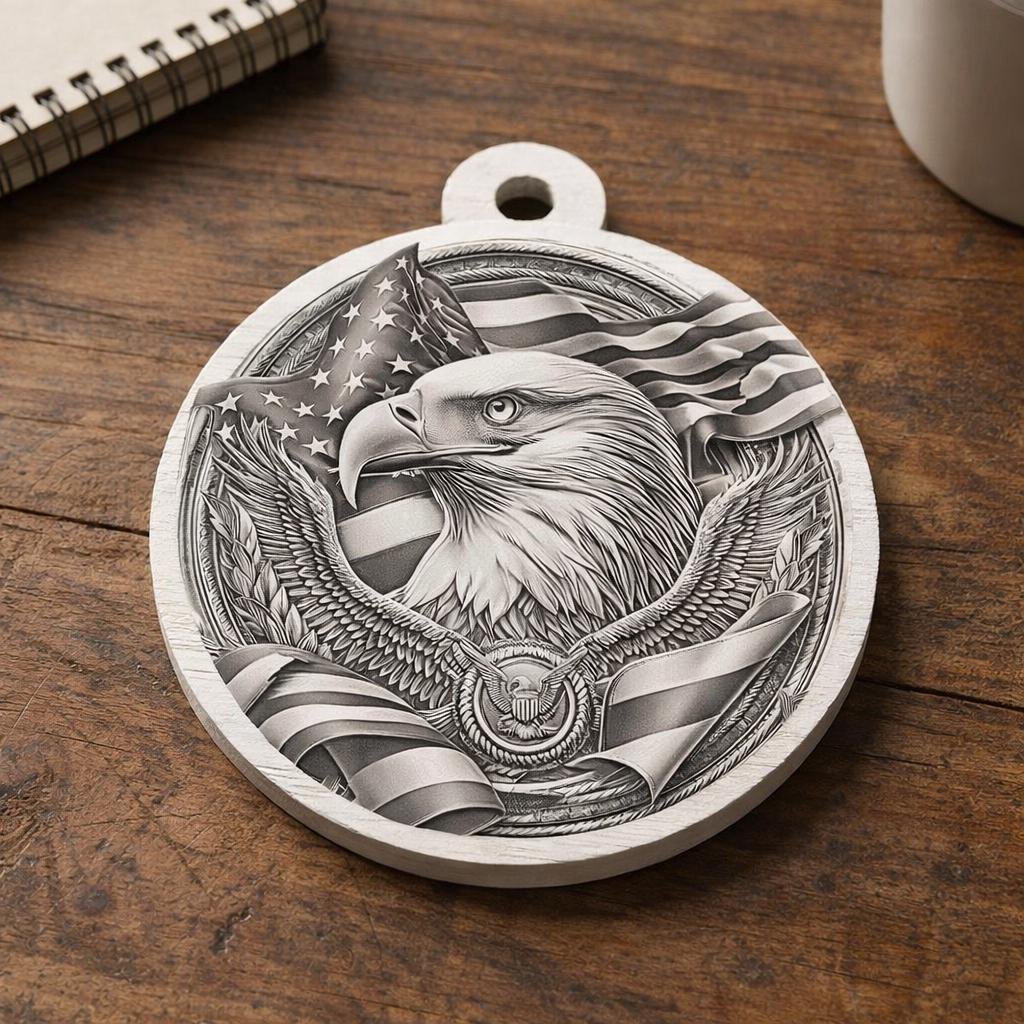 5‑Piece Patriotic American Eagle SVG Bundle • God Bless America Laser Cut Files • Eagle & Flag CNC Vector Art • Glowforge Ready Engrave Set - Image 2