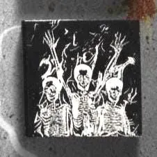 Reaper Skeleton Dark Fantasy Art Tile - Black & White Celtic Knotwork Gothic Wall Decor - Matte Black 4x4 Ceramic Macabr