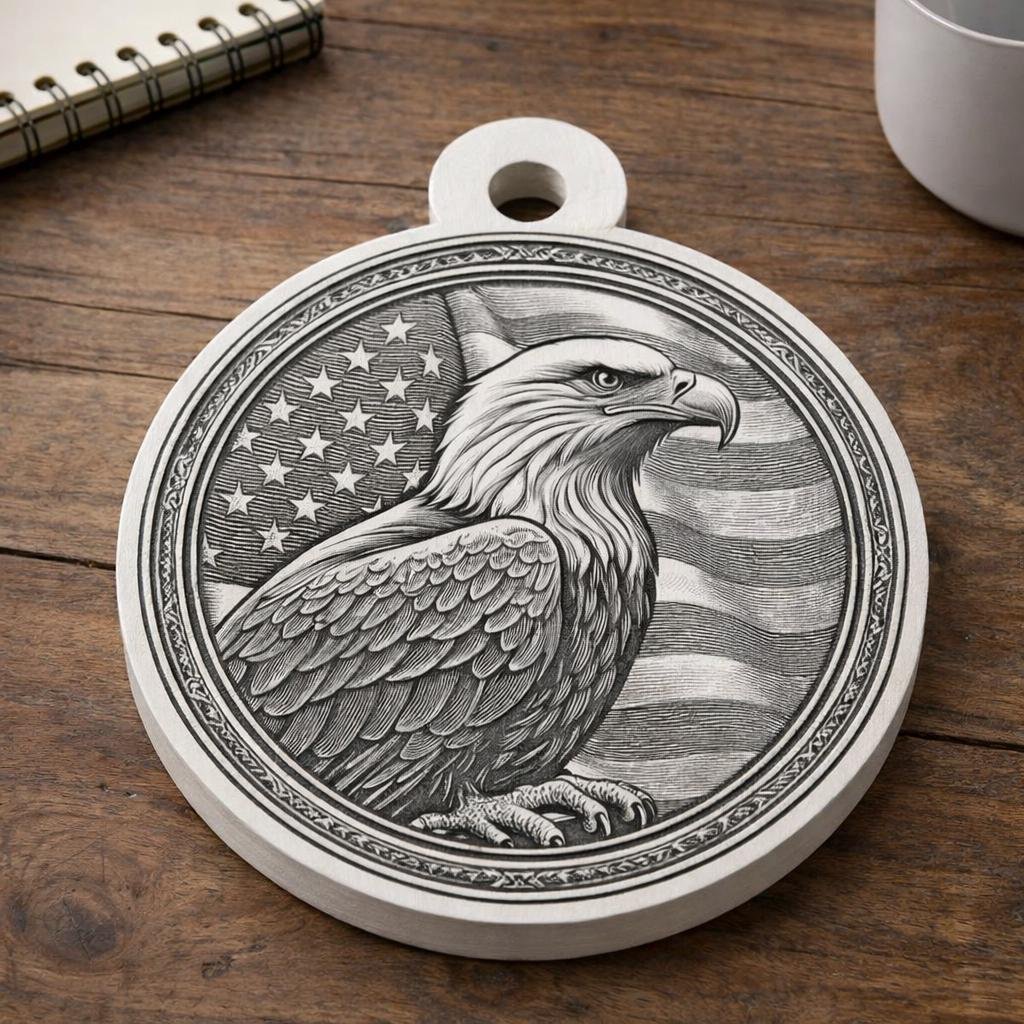 5‑Piece Patriotic American Eagle SVG Bundle • God Bless America Laser Cut Files • Eagle & Flag CNC Vector Art • Glowforge Ready Engrave Set - Image 5