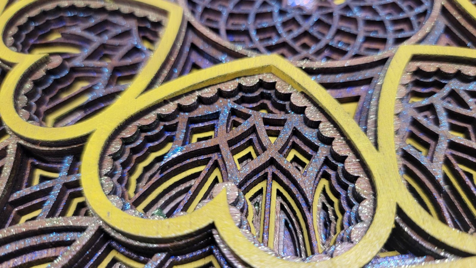 8-inch Square Hand-Painted Mandala Heart