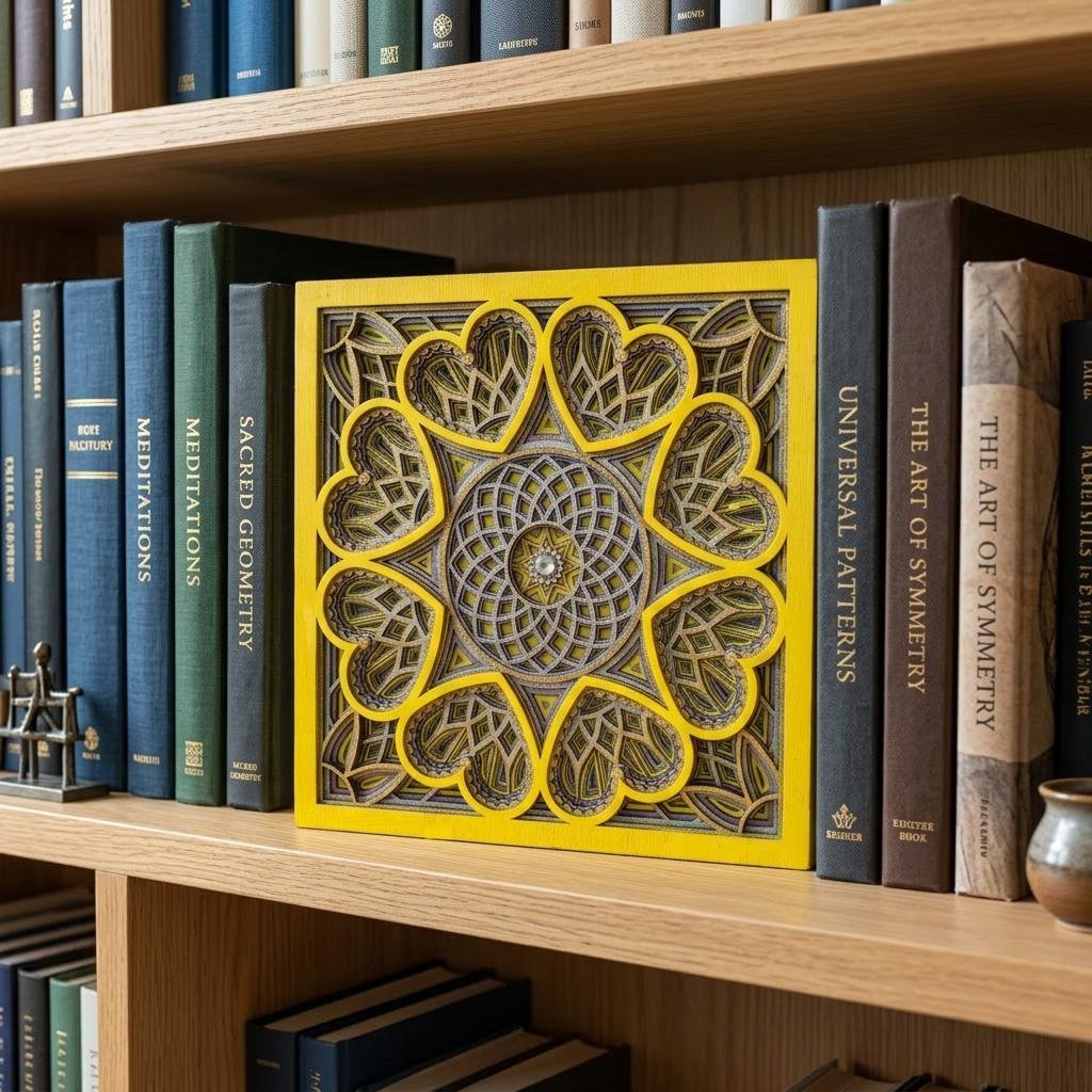 8-inch Square Hand-Painted Mandala Heart