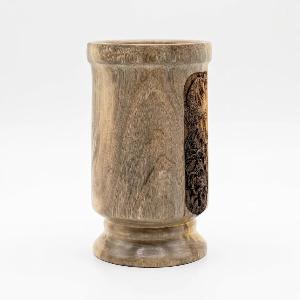 Hand-Turned European Elm Wooden Goblet