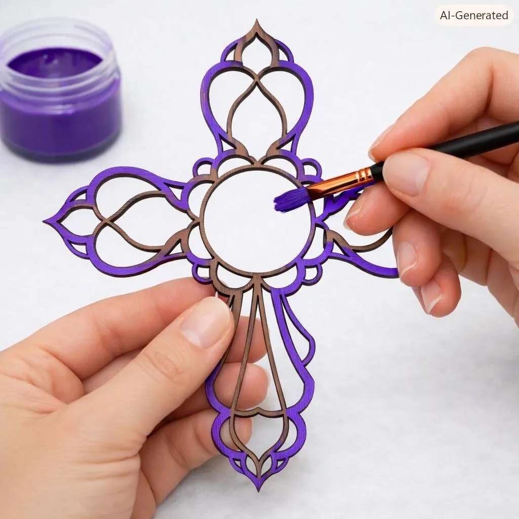 7-Layer Mandala Cross DIY Kit: Unfinished Wood Crucifix, Laser-Cut Geometric Wall Art, 3D Religious Craft Project & Hand