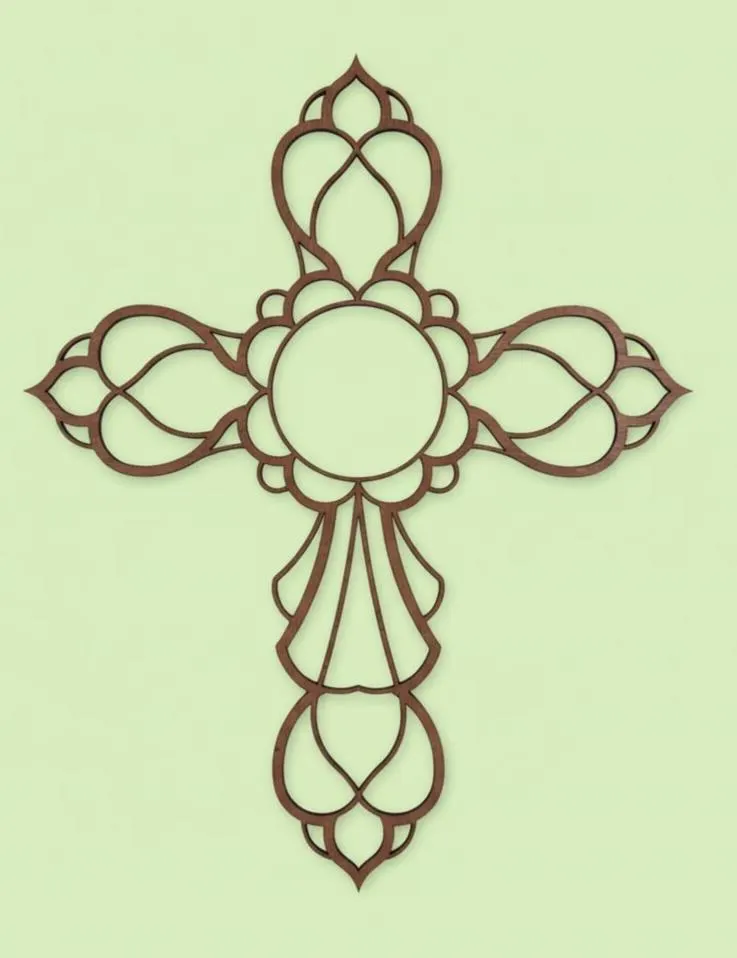 7-Layer Mandala Cross DIY Kit: Unfinished Wood Crucifix, Laser-Cut Geometric Wall Art, 3D Religious Craft Project & Hand