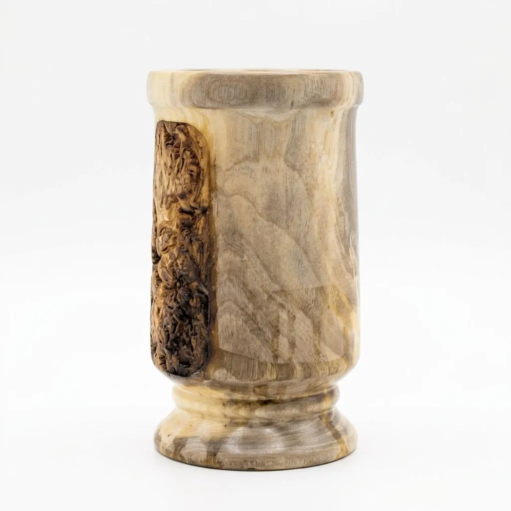 Hand-Turned European Elm Wooden Goblet