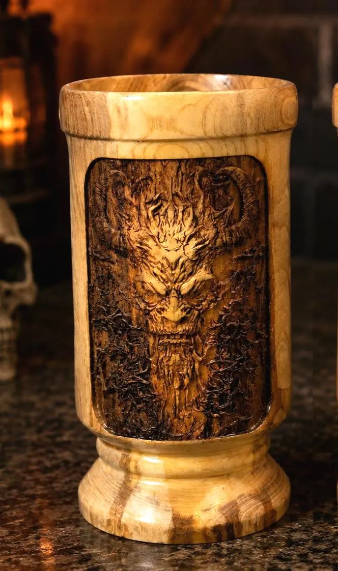 Hand-Turned European Elm Wooden Goblet