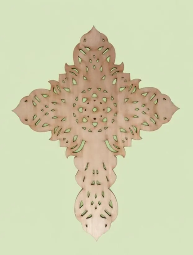 7-Layer Mandala Cross DIY Kit: Unfinished Wood Crucifix, Laser-Cut Geometric Wall Art, 3D Religious Craft Project & Hand