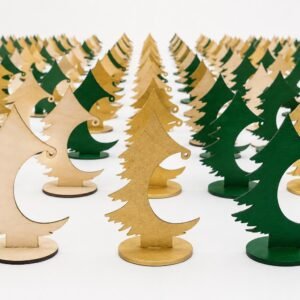 Christmas Ornament Display Stand, Wooden Ornament Tree, DIY Paintable Holder for Dot Mandala Art, Tabletop Display, Natural Green or Gold