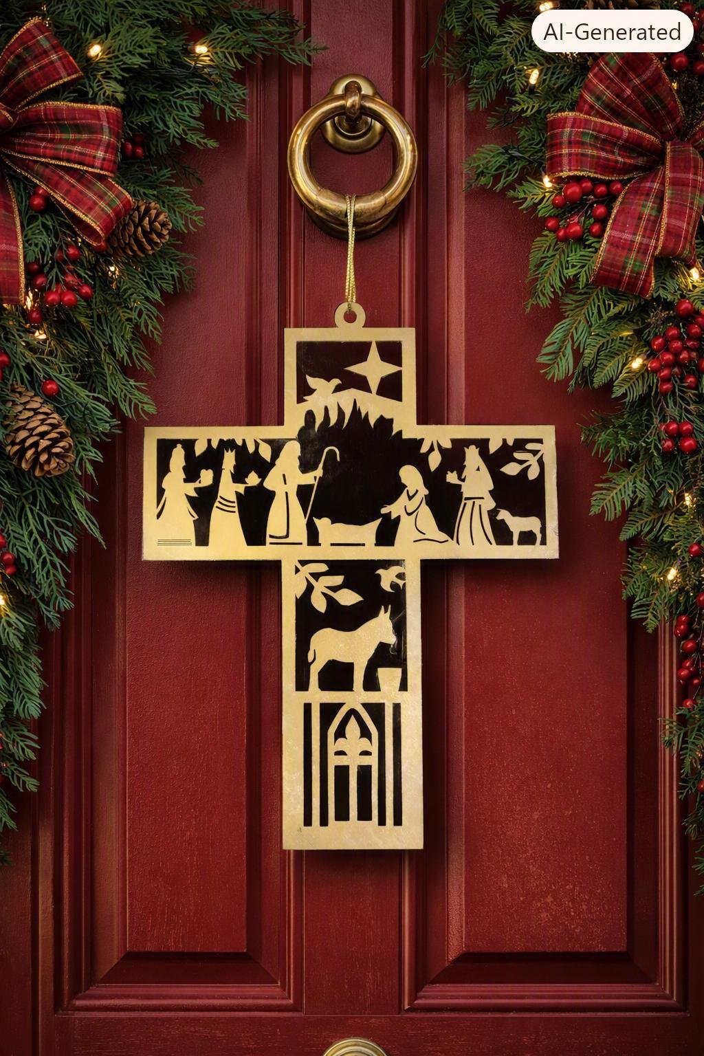 Nativity Cross Door Hanger