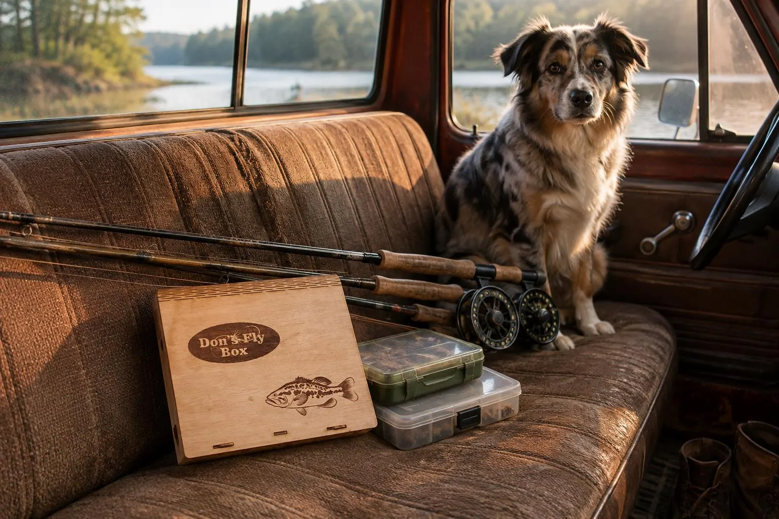 Personalized Birch Wood Fly Fishing Box, Laser Engraved, Solid or Grated Design, Gift for Angler