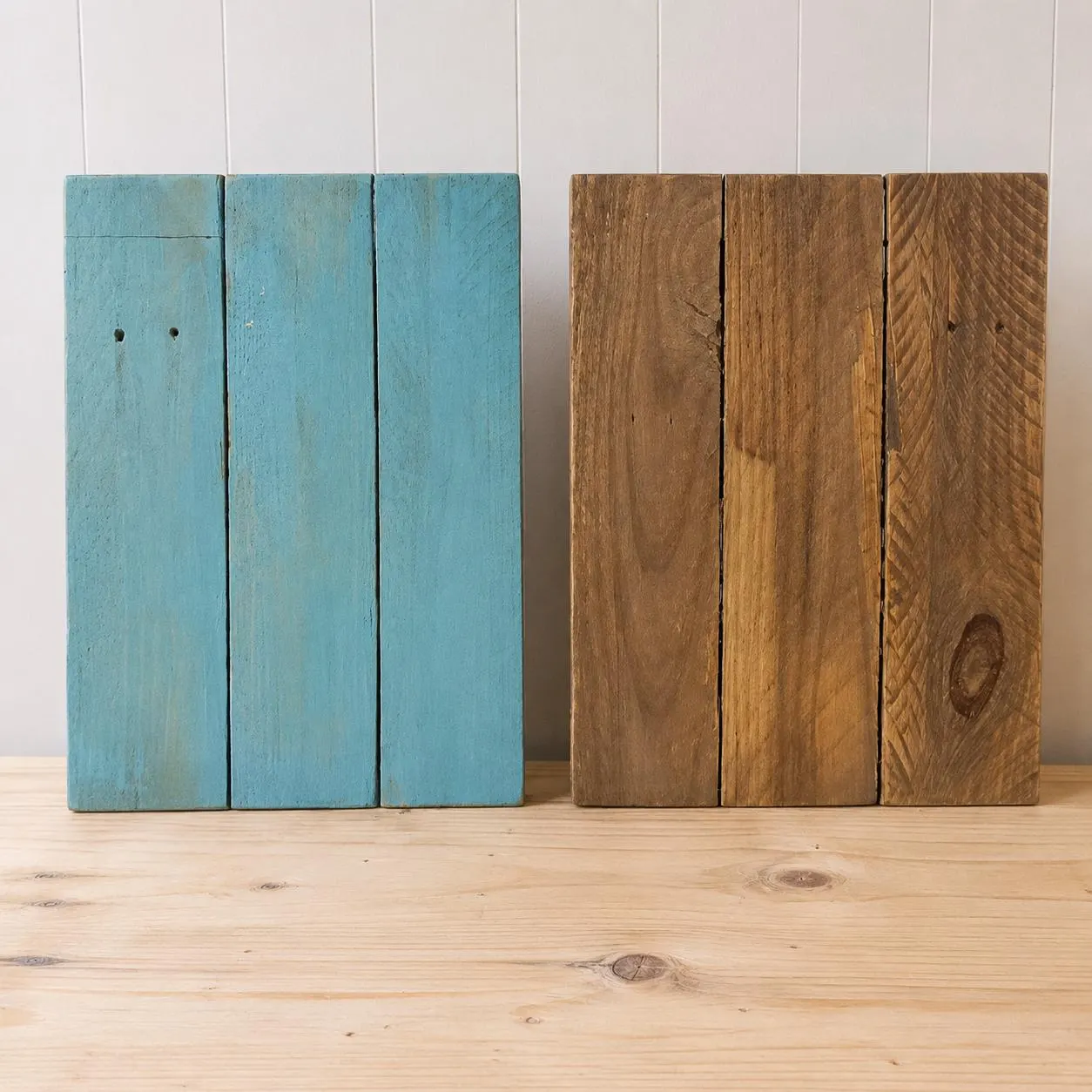 16 x 12 x 1.25 Inch Reclaimed Pallet Wood Sign Blank, Brown or Blue Rustic DIY Board for Painting, Vinyl and Holiday Cra