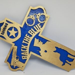 Policemen's Cross, Laser-Cut Blue & Gold Tribute Gift