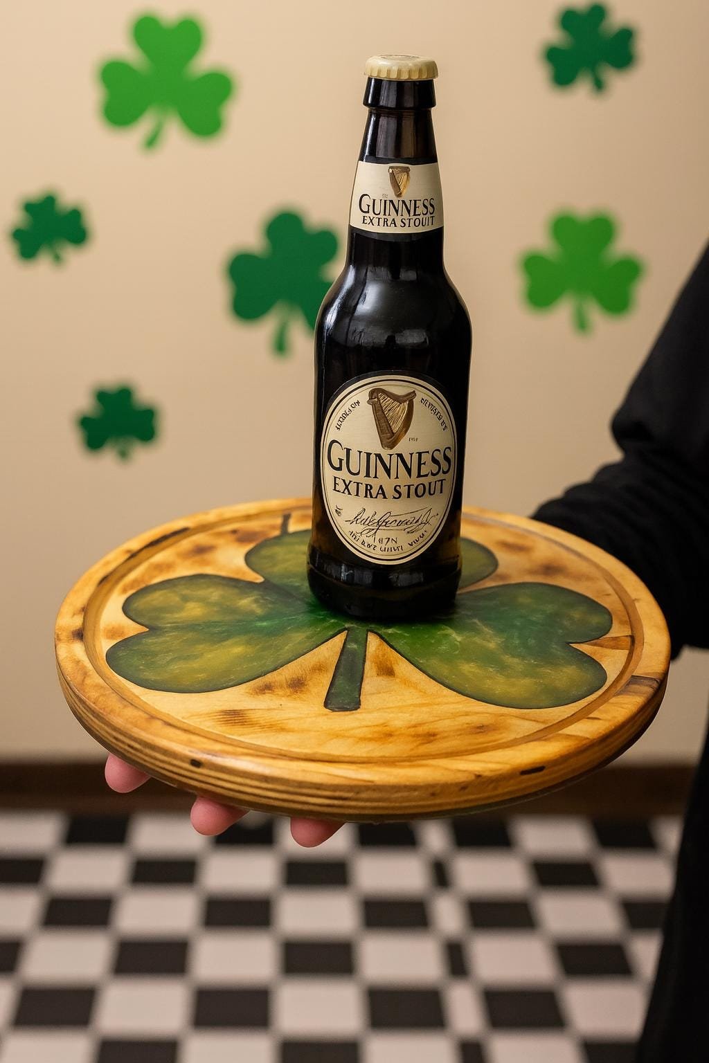 Handcrafted Birchwood Shamrock Tray: Lucky Irish Decor