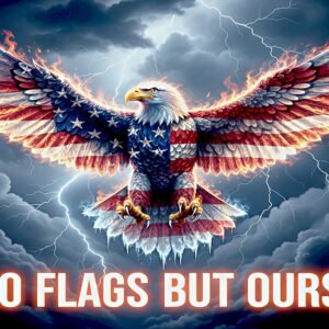 "No Flags But Ours" Patriotic Eagle Yard Sign, 2-Sided Full Color Lawn Sign with H-Stake