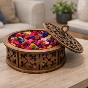 Walnut Potpourri Holder, Handcrafted Wood with Cut-Out Design