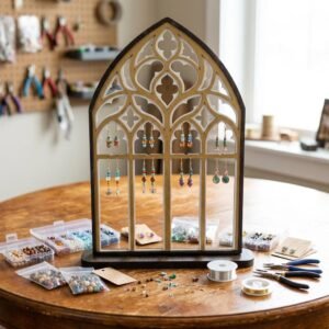 Gothic Jewelry Holder Laser-Cut Display for Earrings, Necklaces, and More Elegant Kate and Laurel Style Gift or Vintage Room Accent Piece