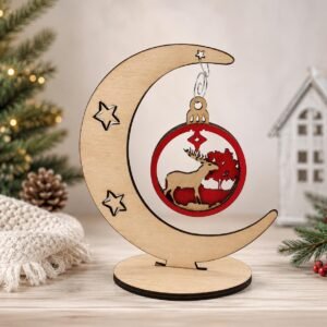 Moon & Stars Display Stand, Laser-Cut Wood Arch, DIY Paintable Craft, Celestial Ornament Holder, Dot Mandala Art, Unfinished