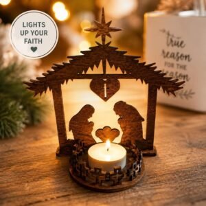 Wooden Nativity Scene Light