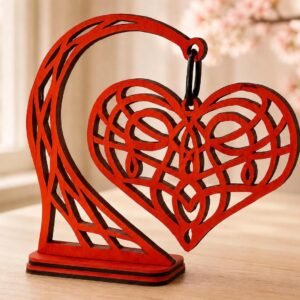 Red Wooden Heart Display Stand
